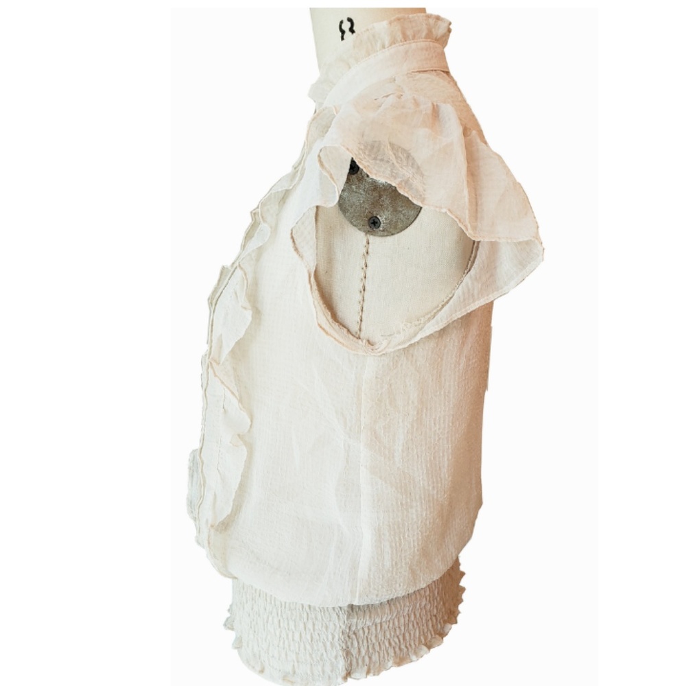 Sheer Ruffle Button Shirt - Picture 4 of 7